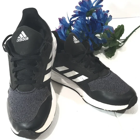Adidas Fortafaito Black & White Laced Athletic Running Shoe Sneaker Size 6  Women